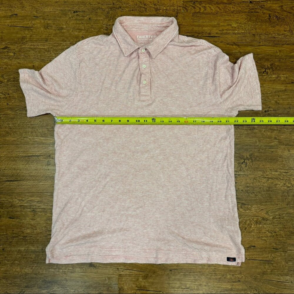 Faherty Cloud‎ Cotton Pink Striped Casual Golf Short Sleeve Polo Shirt Men's XL - Picture 9 of 9